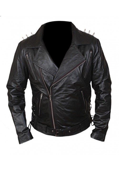 Kids Ghost Rider Nicholas Cage Biker Jacket with Metal Spikes